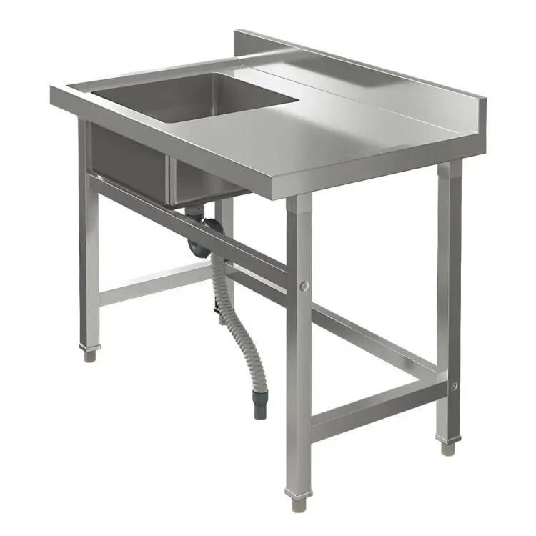 Manufacturer Wholesale Commercial Hotel and Restaurant Supplies Stainless Steel Kitchen Sink Table with One Bowl and Drainboard