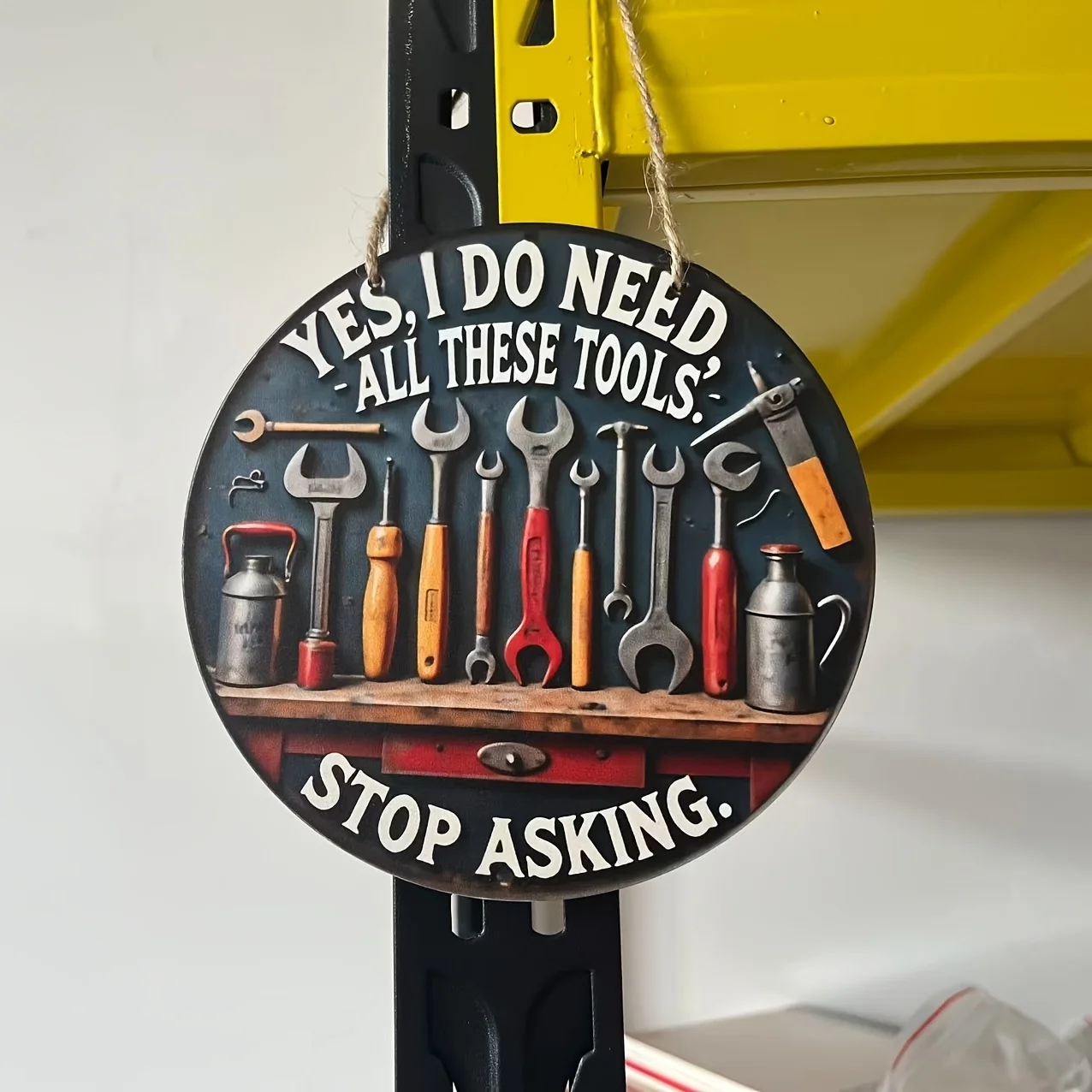 2D Retro Wooden Tool Sign with Wrench Screwdriver Pliers for Enthusiasts Craft Couples Garage Studio Wall Art Decor