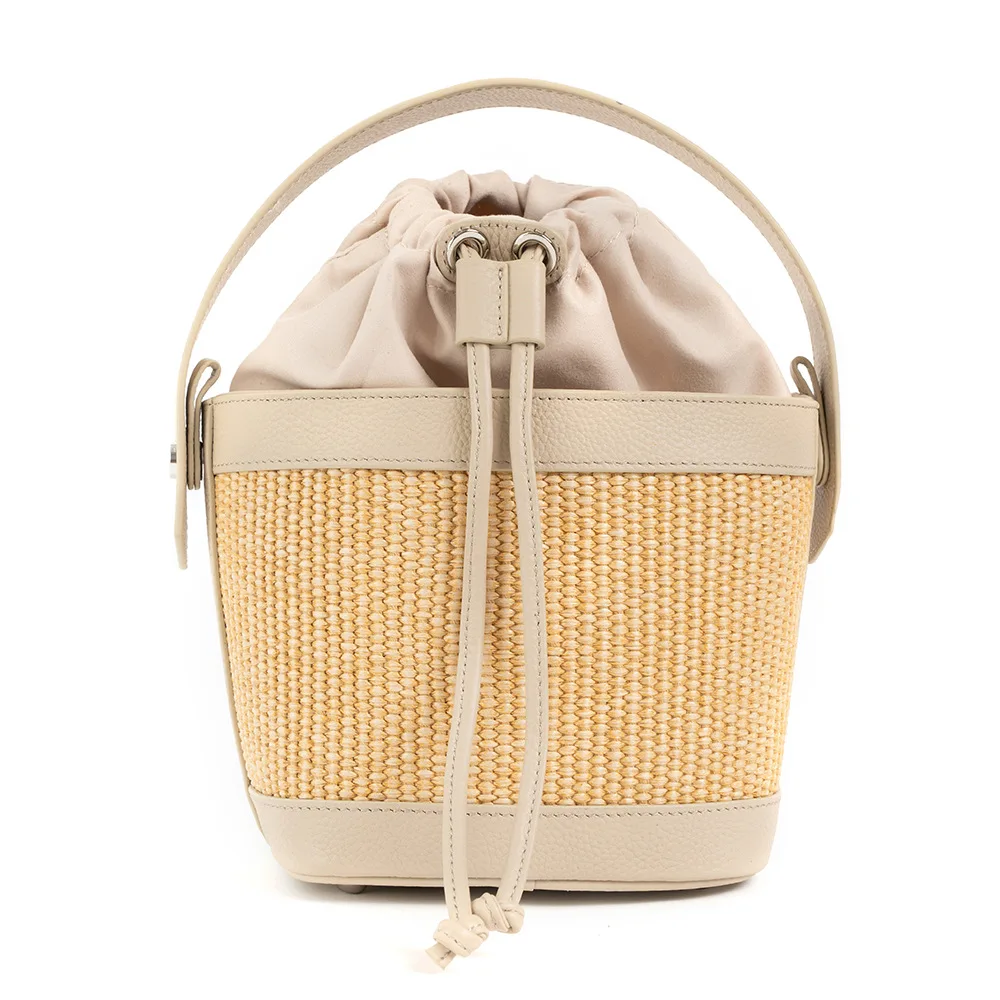 Large-Capacity Woven Women's Tote Bag High-End Crossbody Single-Shoulder Bucket Genuine Leather Commuter Bag Feminina