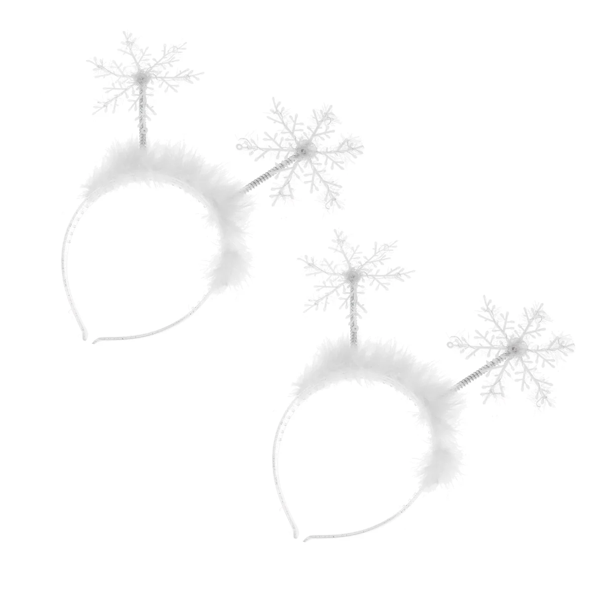 

2 Pcs Masquerade Headband Hair Hoop Christmas Headdress Stand Out Feather Snowflakes White Costume Accessory