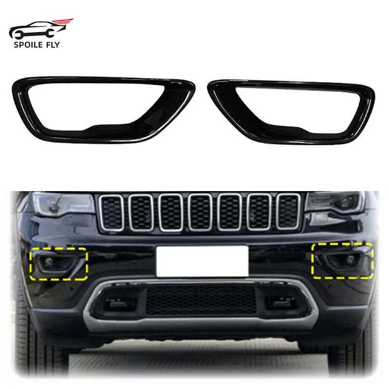 

Fog Lamp For Jeep Grand Cherokee 2018 To 2021 Car Front Fog Light Cover Frame Trim Stickers By ABS Glossy Black Car Accessories