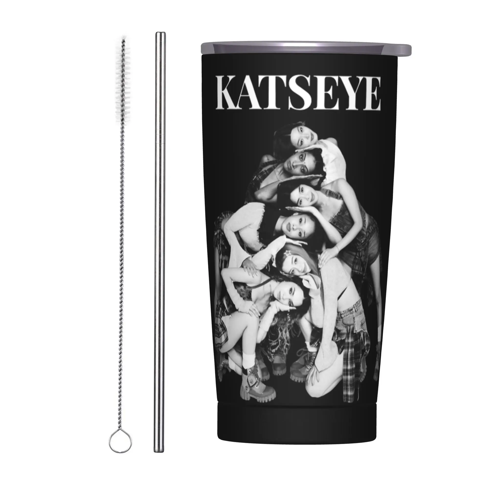 Stainless Steel Tumbler Katseye Kpop Girl Group Thermal Cups  Leakproof Cold Drink Car Mugs Travel Water Bottle