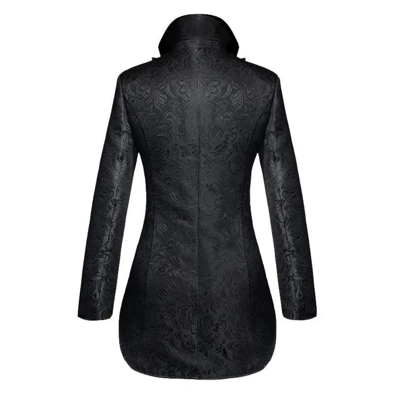 

Medieval Gothic Jacquard Halloween Stage Show Costumes For Men Irregular Hem Steampunk Victorian Tailcoat Jacket yj4k