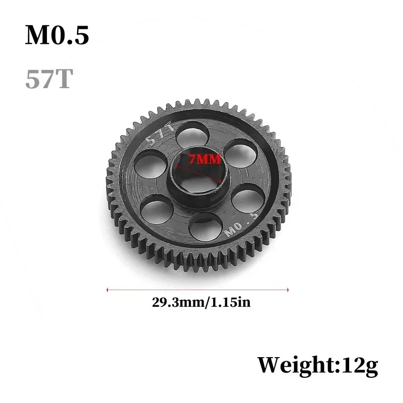 Engranaje recto de Metal de acero, engranaje principal, 0,5 M, 57T, 59T, ARA311196 para 1/18 granito Grom RC, piezas de actualización de coche, accesorios