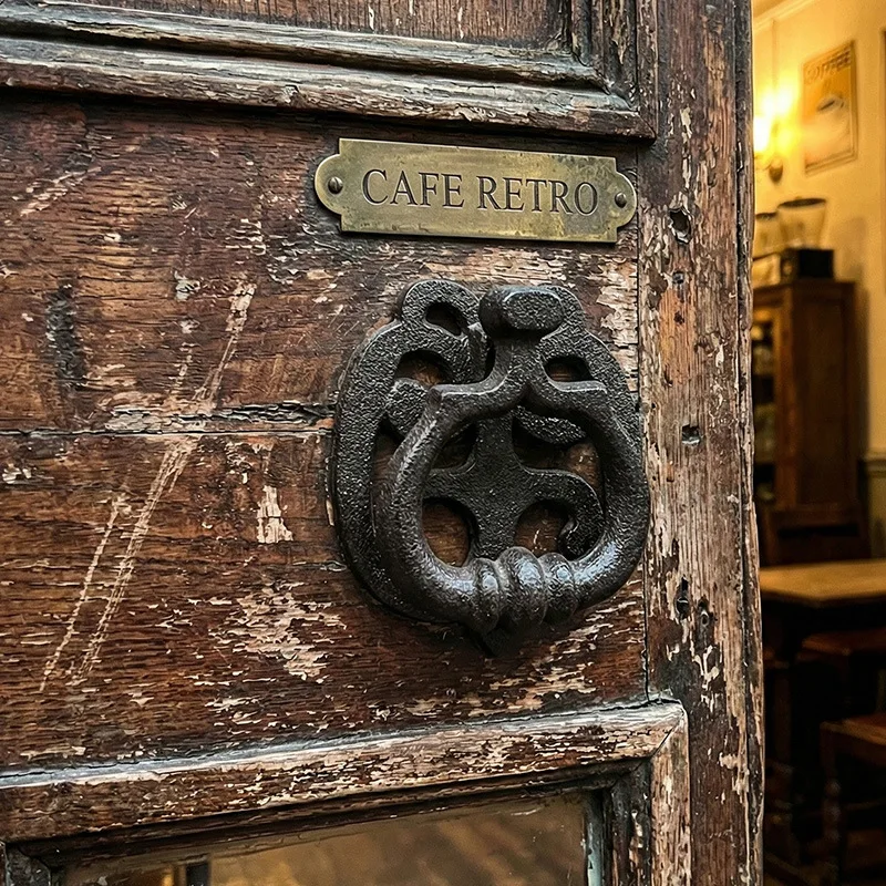 Creative Vintage Retro Geometric Door Knocker Wall Decor Old Style Door Handle Antique Door Pull Ring for Home Entrance