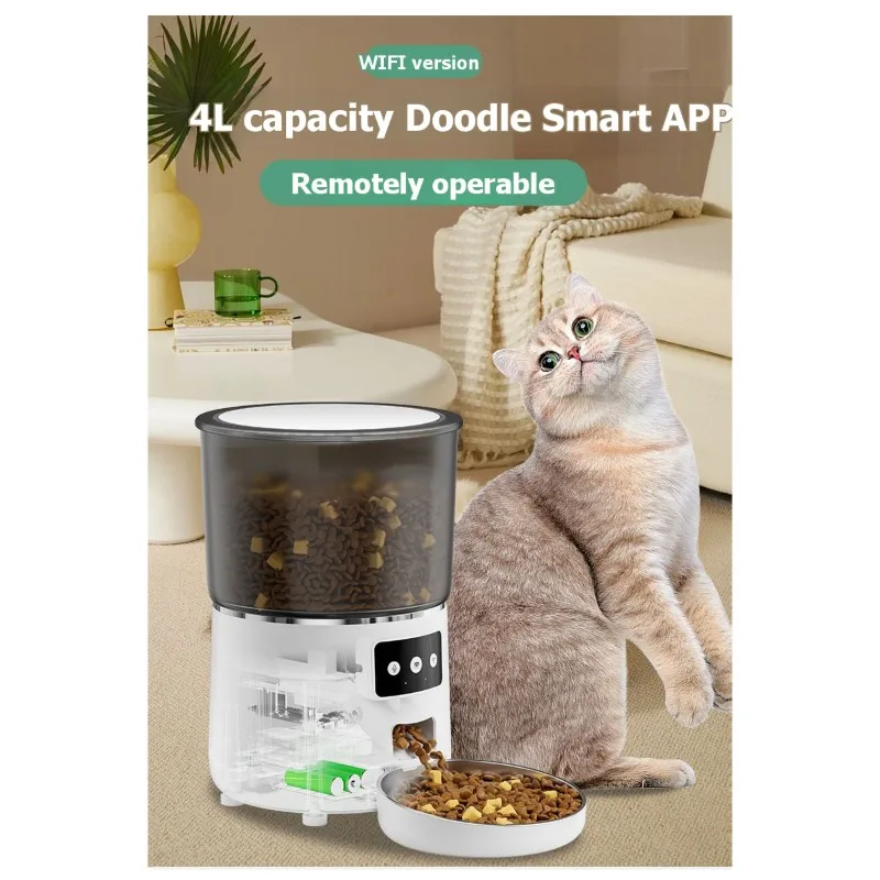 Cost Effective Wifi App Controlled Automatic Pet Feeder-2 Bowls, 4L Capacity For Cats And Dogs-EU Plug Intelligent Design