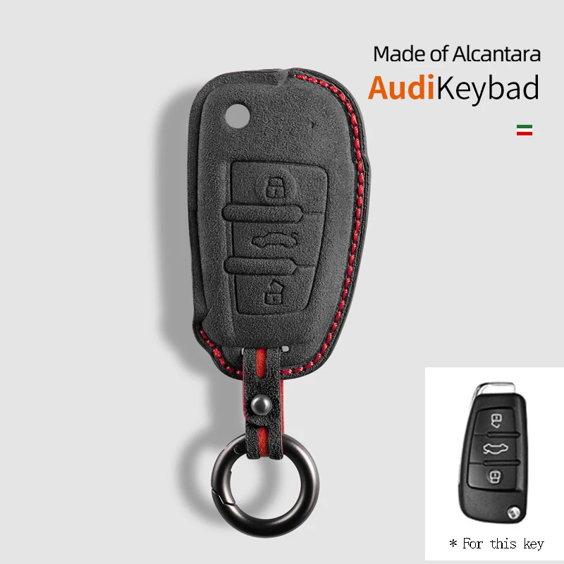 Alcantara For Audi A4 B9 A5 A6 8S 8W Q5 Q7 S4 S5 S7 Car Key Remote Case Cover Suede Shell Keychain Auto Protector Accessories