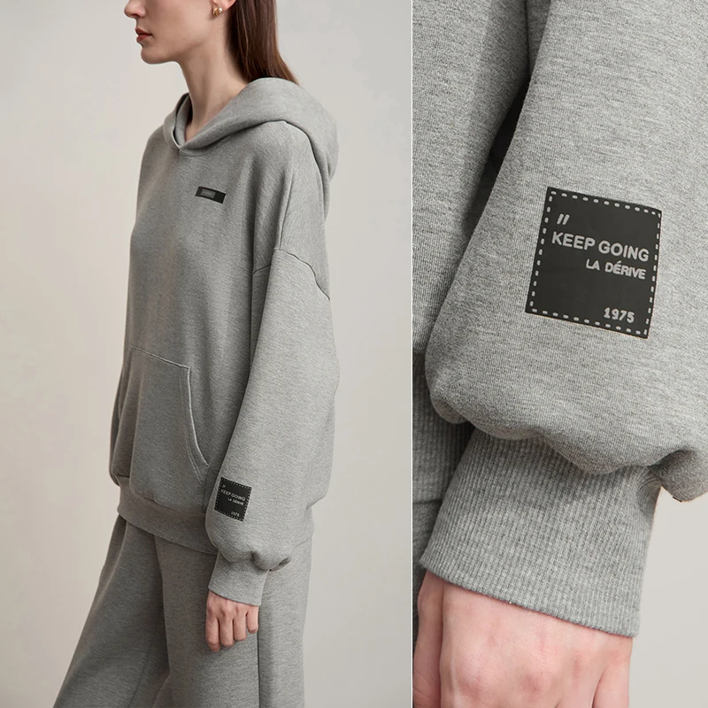 AMII Felpe con cappuccio Donna 2025 Autunno Nuovo con cappuccio Manica a spalla Donna Felpe Stampato Allentato Casual Versatile Top Donna 12523173