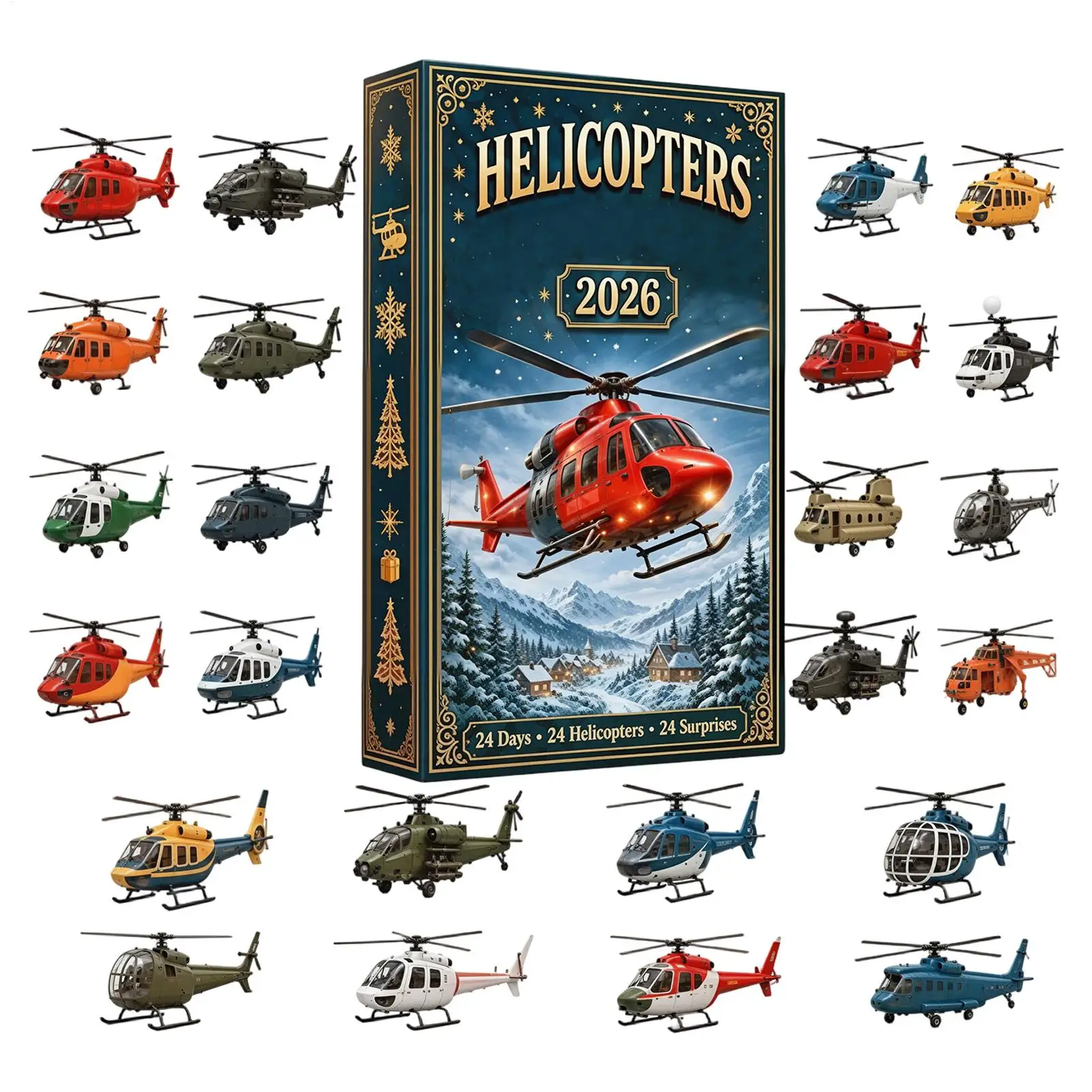 Christmas Tree 2D Helicopter Toys Ornaments 2026 Airplane Advent Calendar Airplane-Themed Countdown Calendar Christmas gift
