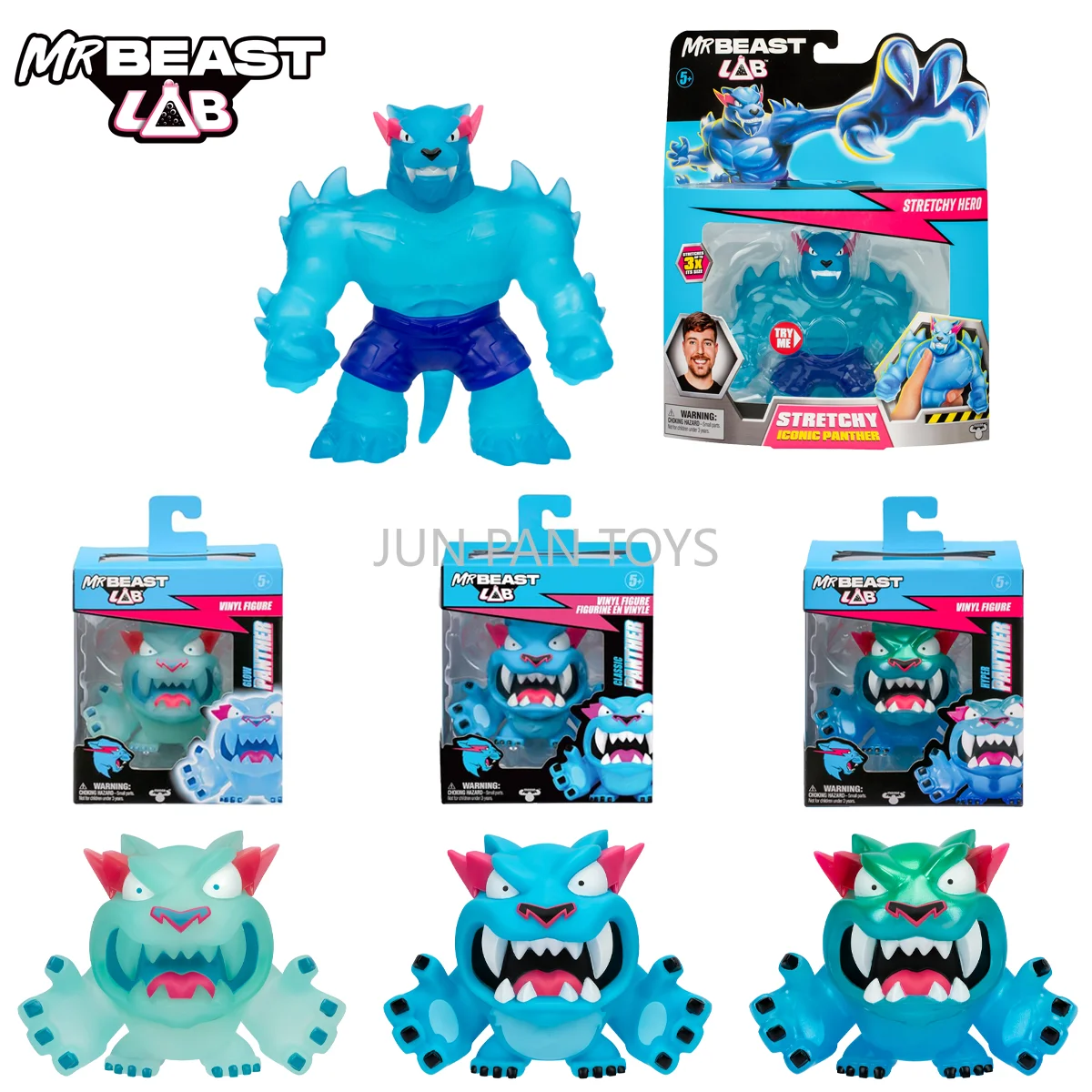 Figura Coleccionable de Vinilo Original MrBeast Lab Heroes of Goo Jit Zu Stretch Iconic Panther Glow Classic Hyper de 3.5 Pulgadas, Juguete de Regalo para Niños
