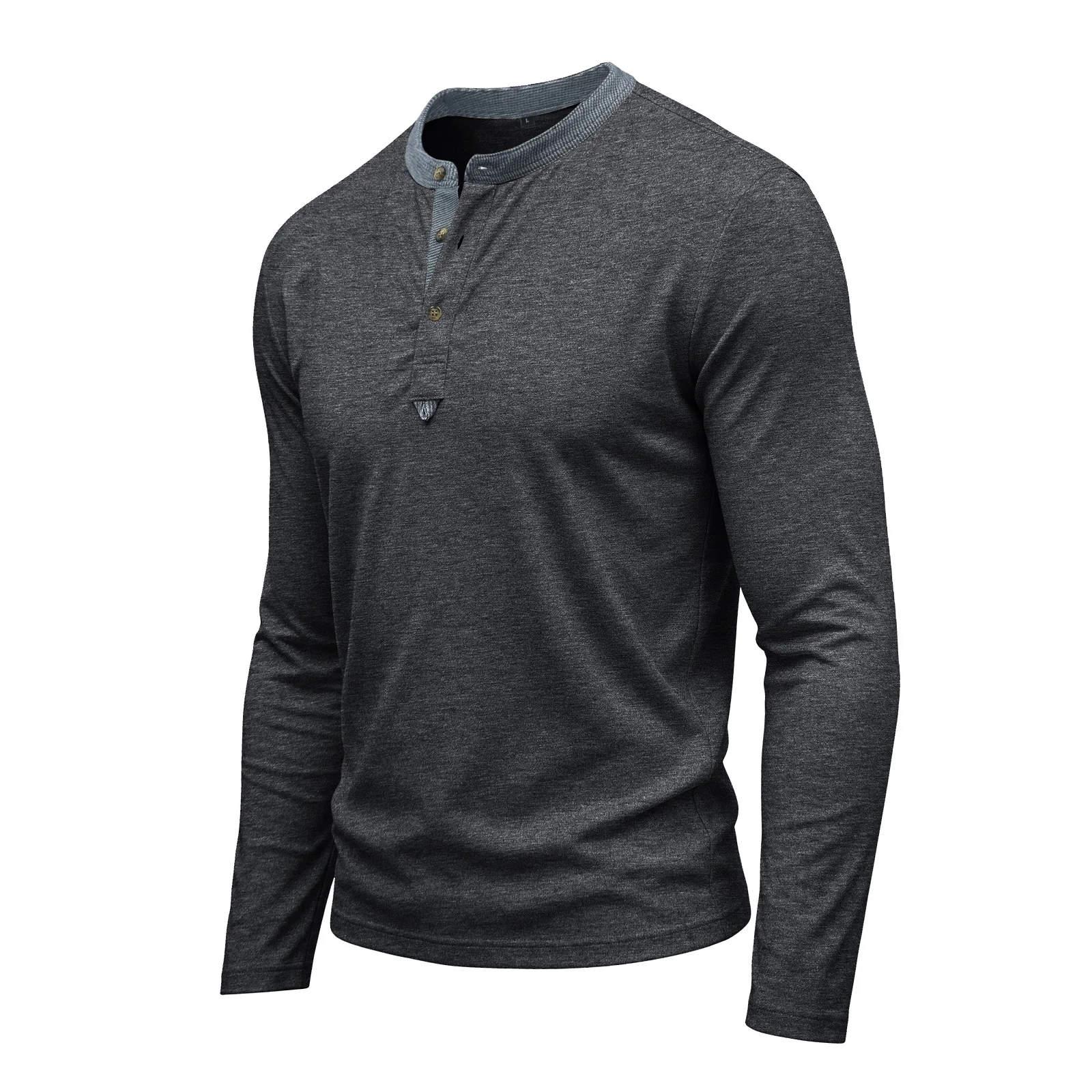 American Retro Long Sleeve T-Shirts Men Patchwork Round Collar Smart Casual Tshirt Mens Lightweight Fashion Pullover Tees Tops