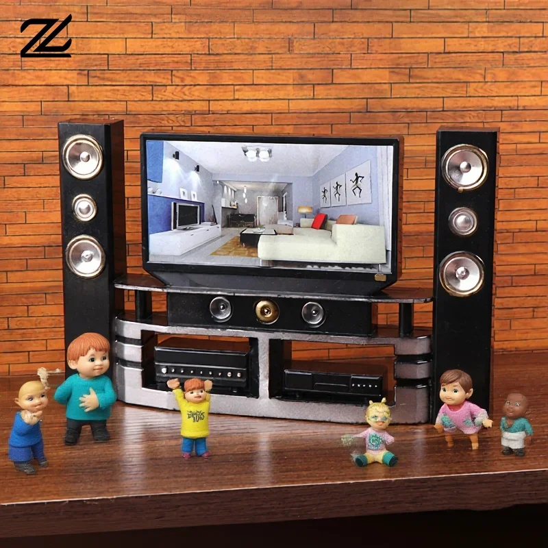 1/12 Dollhouse Mini TV Audio Ornament Dollhouse Living Room Furniture Decoration Dolls House Micro Scene Decoration Toys