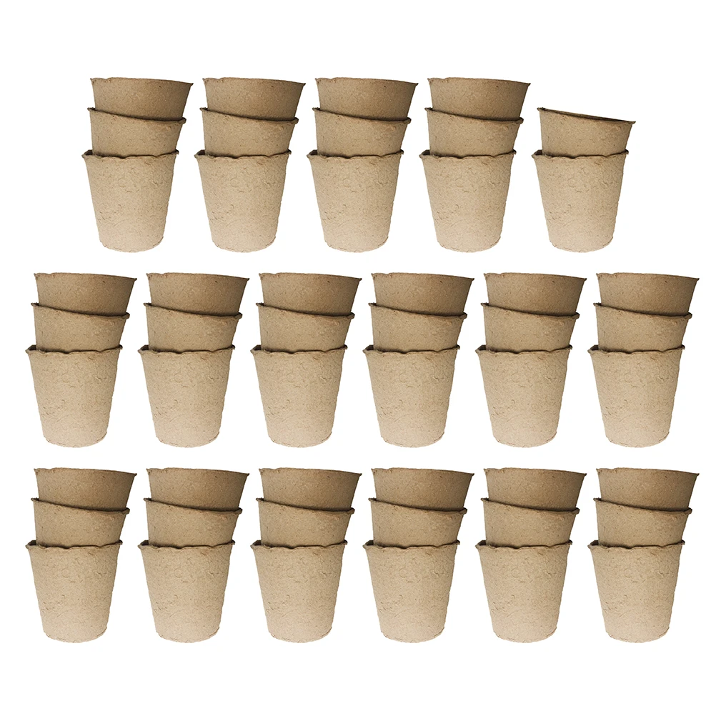 

50pcs Paper Flower Pots Biodegradable Starter Nursery Containers for Plants Growing Micro Herb Salad Leaves Breathing