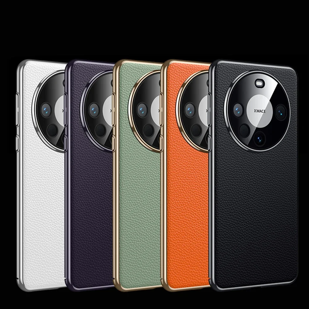 

Leather Phone Case for Huawei Mate 40 50 60 70 Pro Full Lens Protection Shockproof Hard Plating PC Back Cover Cases