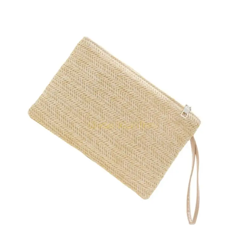 

X90D Elegant Woven Wristlet Bag Straw Handbag and Lightweight to Complement Any Outfit or Occasion Summer Beach Coin Bags