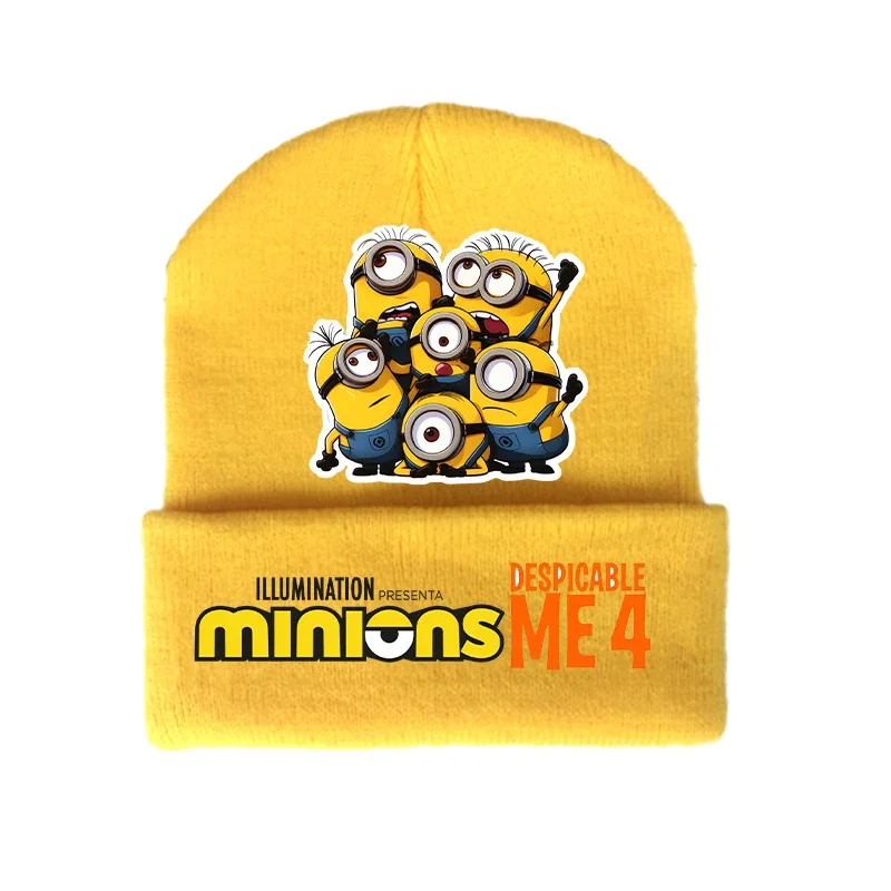 Despicable Mes Minionss Childern Knitted Hat Game Cartoon Cute Beanie Outdoor Casual Warm Vogue Hundred Take Cap Anime Kids Gift