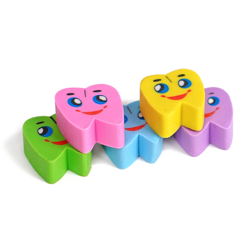 20pcs/bag Cute Tooth Shape Rubber Erasers Dentist Gift Molar Shaped Teeth Eraser Dental Clinic School Gift Student Rubber