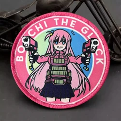 Parche táctico Bocchi moral anime rosa – velcro gancho y bucle