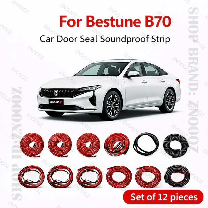 For Bestune B70 Car Door Seal Strip Rubber Double Layer Soundproof Dustproof Waterproof Door Weatherstrip 12PCS Set