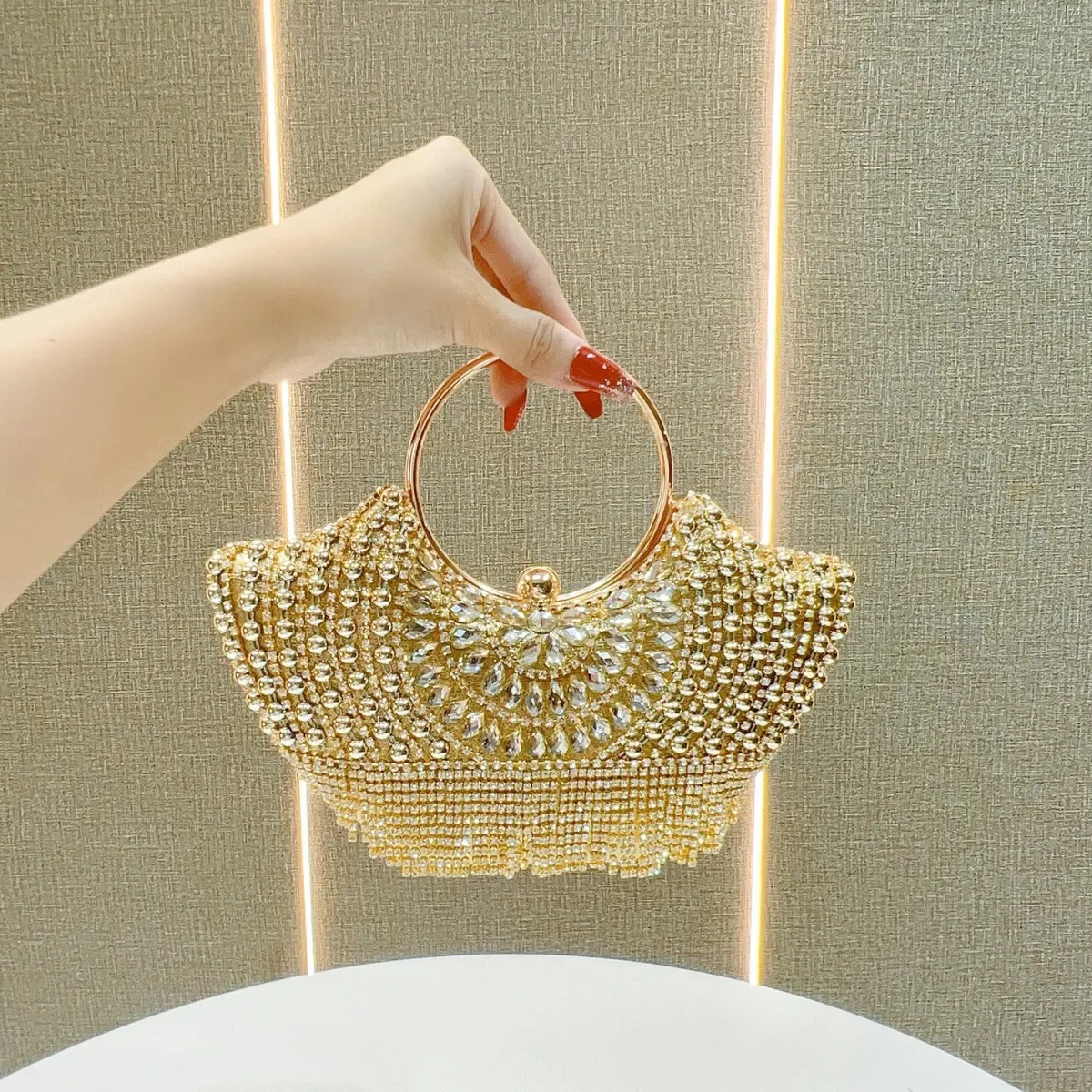 

Bloomsteps Ladies' Evening Clutch Bag, Women's Party Bag, Crossbody Handbag, Full Diamond Embellished Clutch Bag