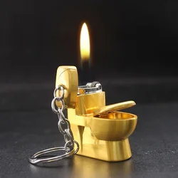 Metal Mini Keychain Lighter Windproof Inflatable Toilet Funny Fun Lighter Cigarette Accessories Men's and Women's Gifts