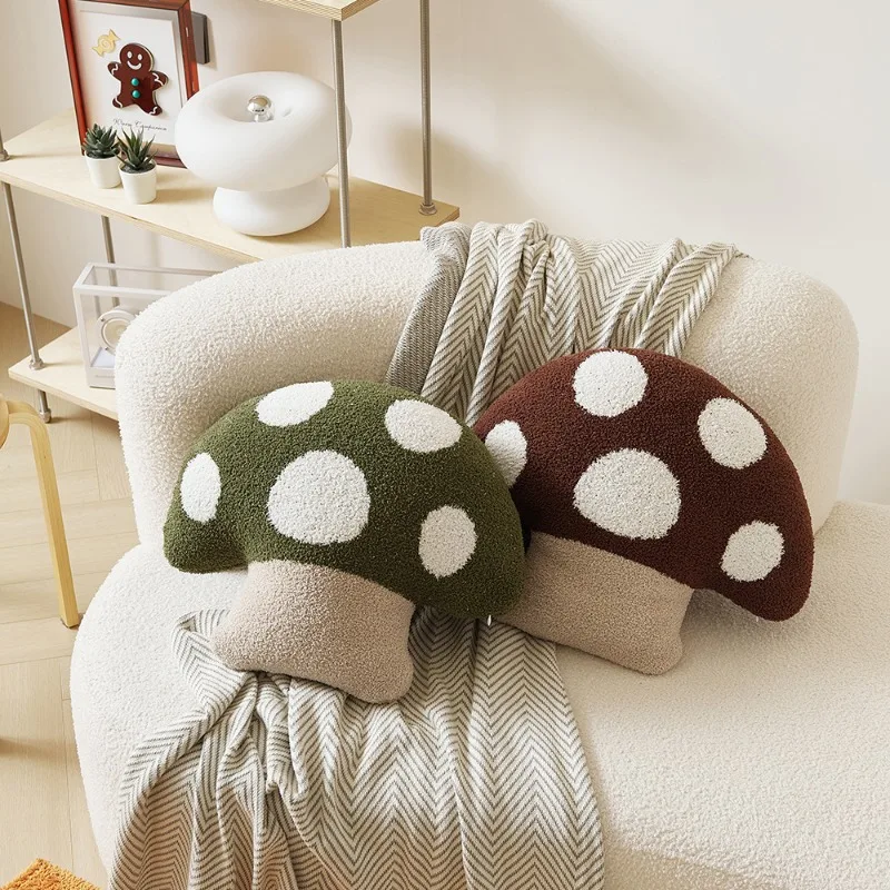 Alien Plush Pillow Colorful Mushroom Sofa Pillow Invisible Zipper Thick Not Deform Removable Washable Living Room Decoration