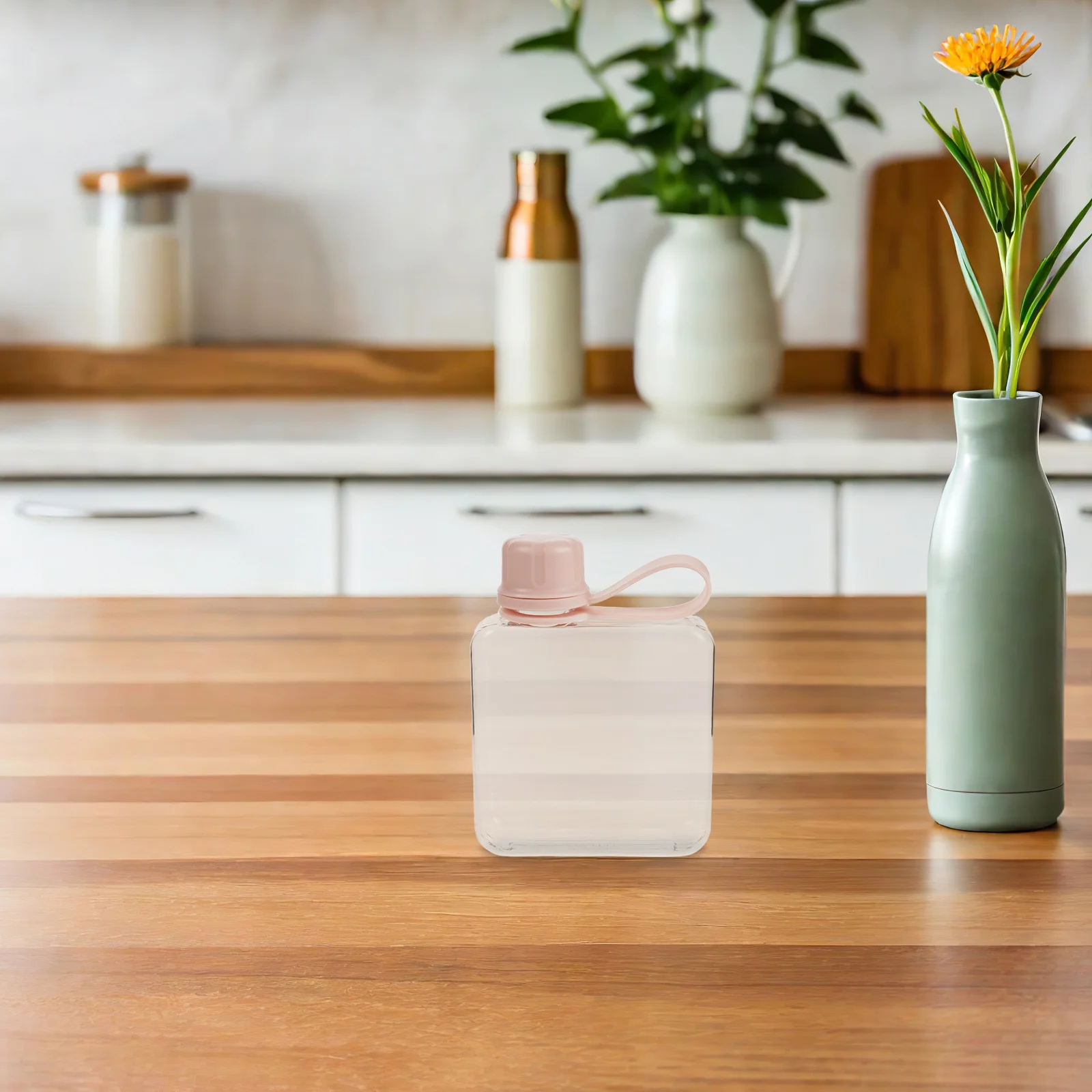 

Leakproof Flat Water Bottle 320Ml Slim Flask Portable for Outdoor Travel Hiking School Workplace Flat Flask Plastic