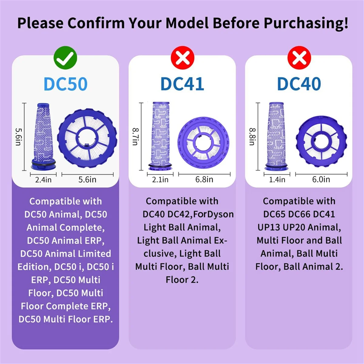 

Сменные фильтры для Dyson DC50 Animal Multi Floor