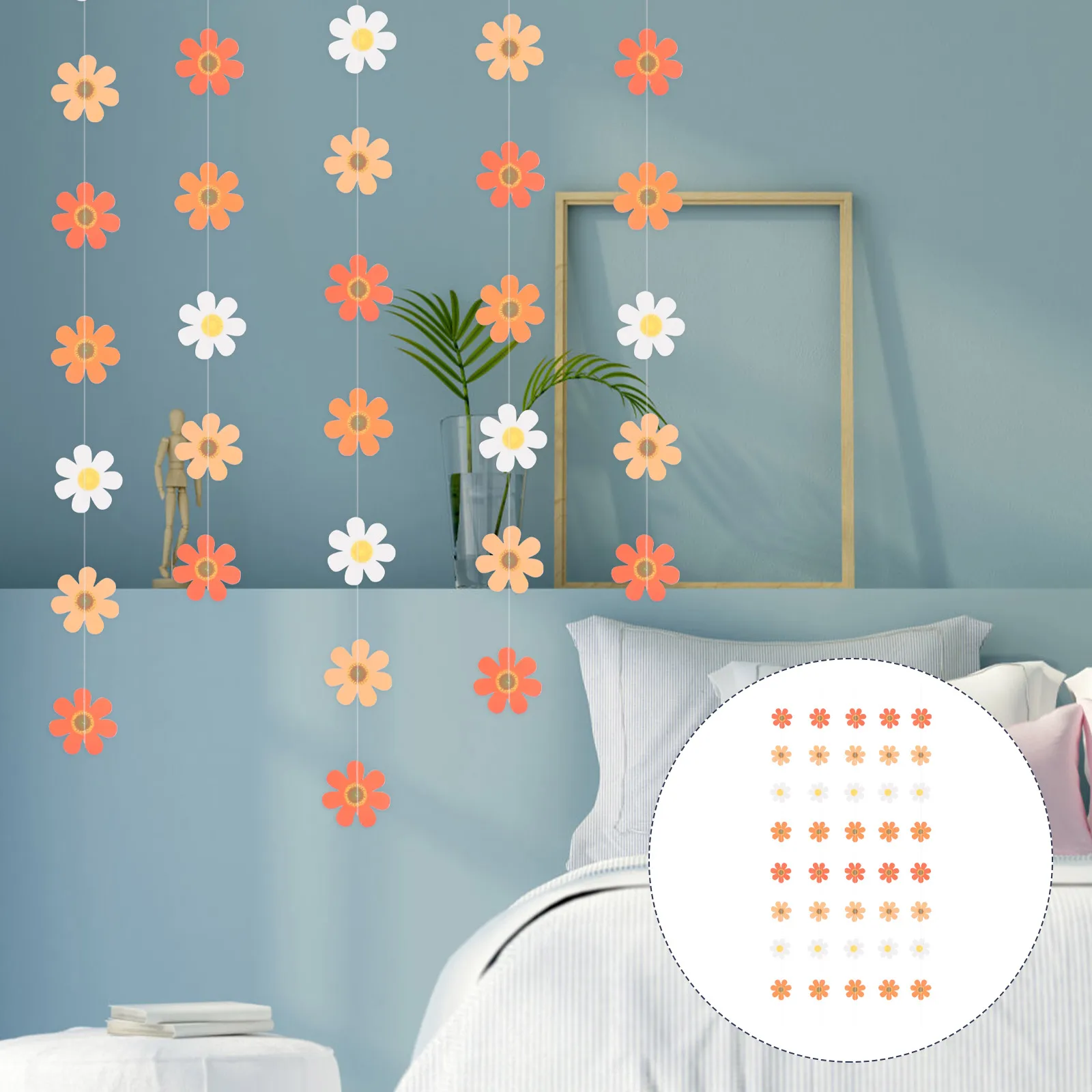 

5 Strings Little Daisy Pendant Floral Garland Hanging Flower Party Decorations Ornament for Decorate Flowers Flag Paper Banner