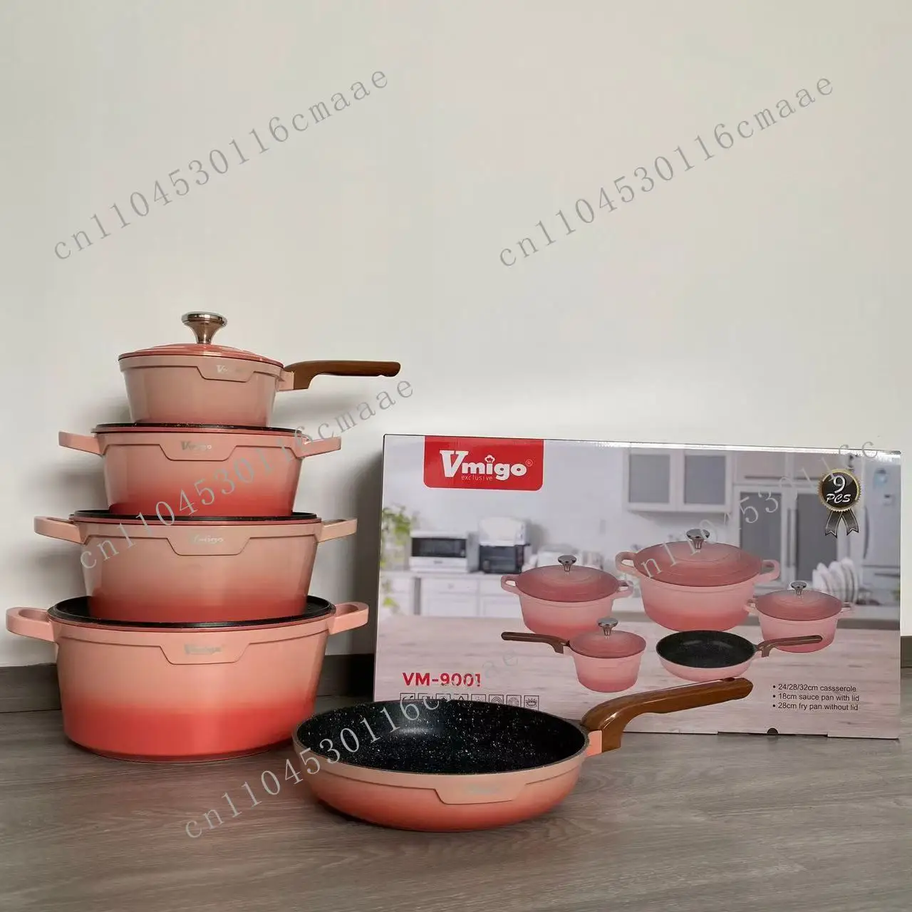 New Design Classic 9PCS Heavy Duty Non-Stick Induction Prepare Cookware Set Die Cast Aluminum Pan