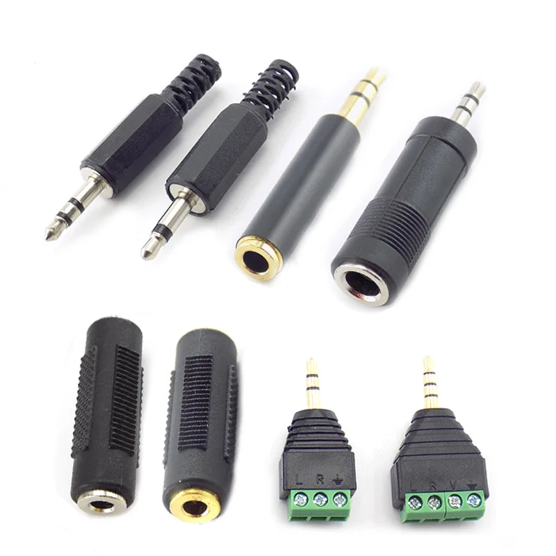 3.5mm Audio Connector 2/3 Pole Mono/Stereo Audio Plug Converter Male Female Socket Headphone Adapter Jack Cold