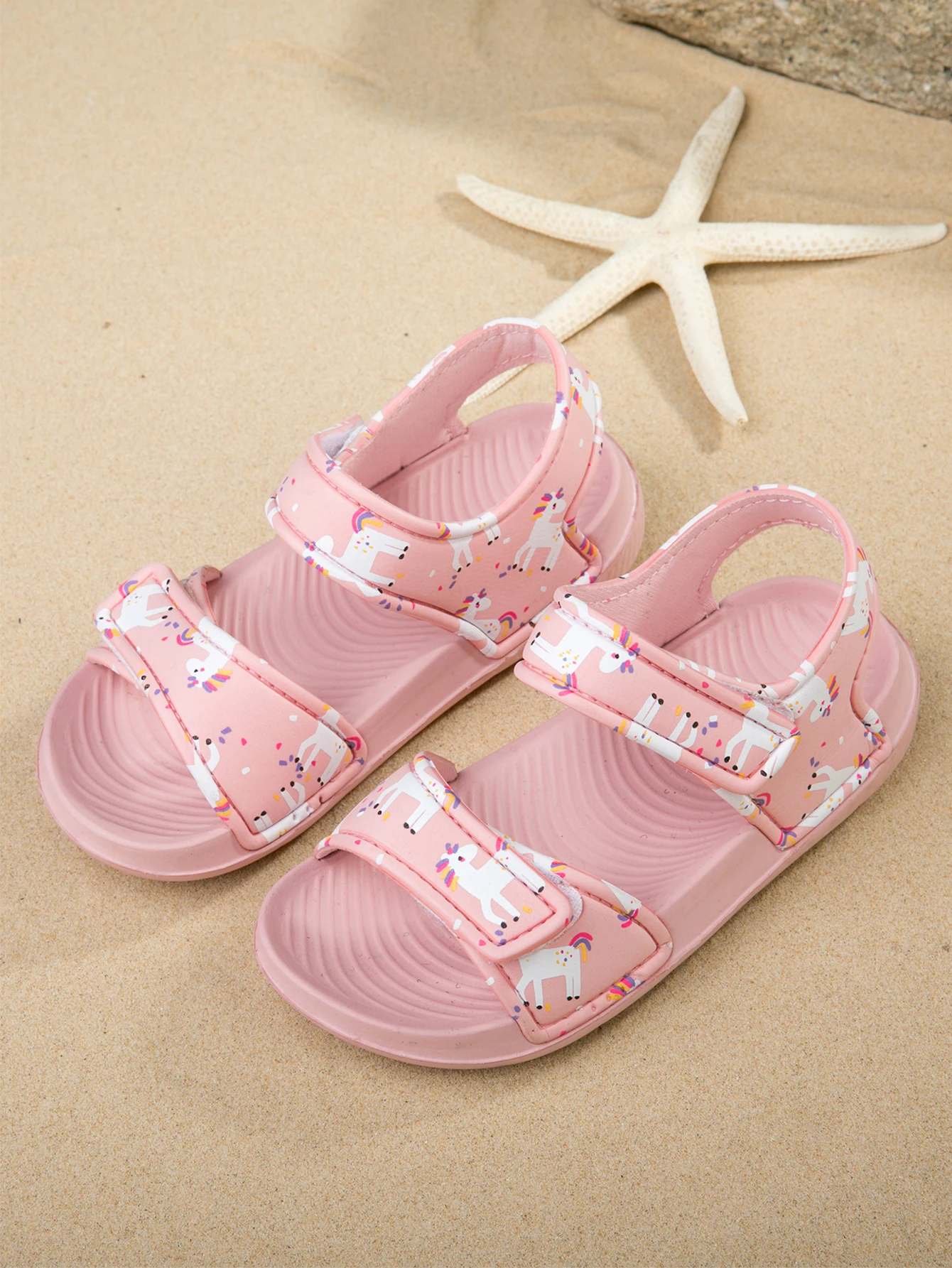 Summer Girls Fashion, Leisure, Comfortable Outdoor Beach Soft Sole Velcro Sandals