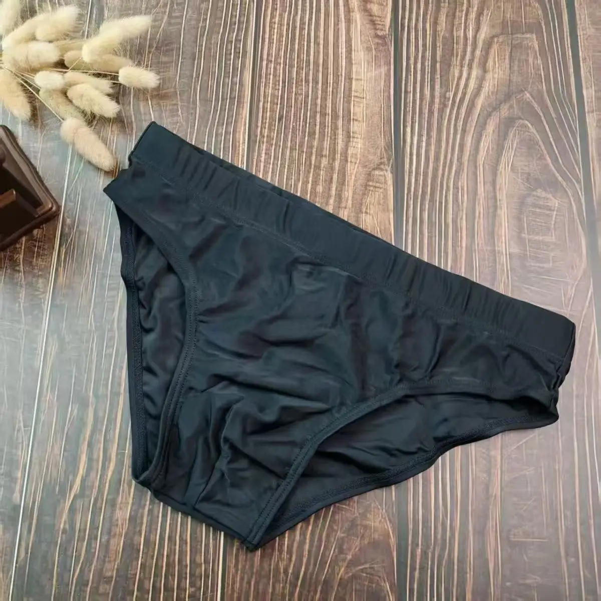 2026 Solid Color Fashion Men's Solid Color Nylon Triangle Swimsuit Low Waist Swimsuit Beach Hot Spring Surf Brief 10108