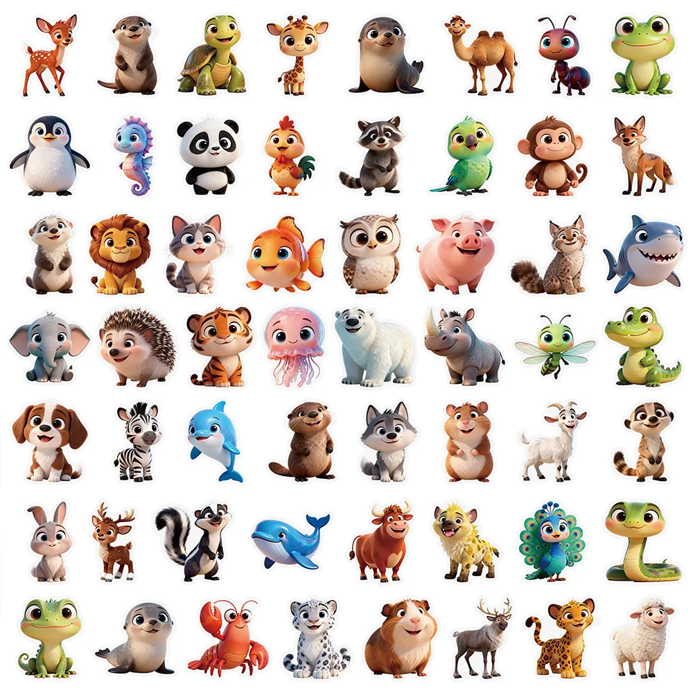 

112PCS Cute Animal Stickers | Cartoon PET Transparent Waterproof Decals for Toys, Laptops, Phones, Water Bottles & Notebooks