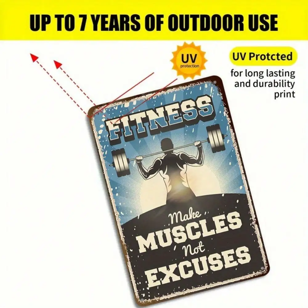 Panneau en étain pour faire des Muscles, pas des excuses, citation de motivation pour gymnastique/entraînement à domicile, 8x12 pouces/20x30 Cm, 1 pièce