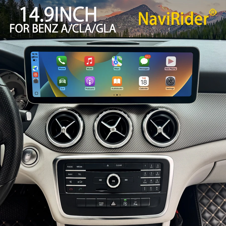 14.9 بوصة/12.3 شاشة تعمل باللمس راديو السيارة لبنز A B CLA GLA W176 W463 W246 2011-2019 عرض الوسائط المتعددة وحدة رئيس Carplay اللاسلكية #1