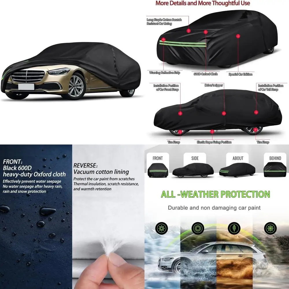 

Universal Heavy Duty 16-Layer 600D Car Cover - Waterproof, UV Sun, Rain, Snow, Dust Protection for Indoor and Outdoor Use