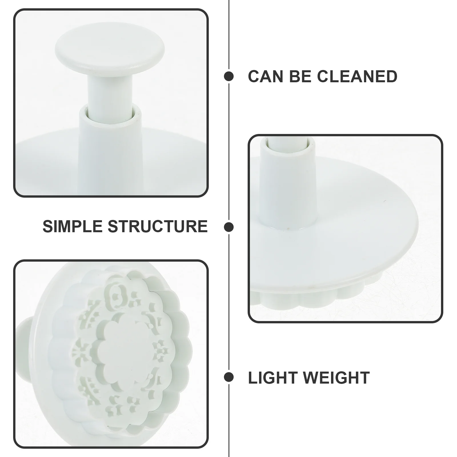 

4pcs Baking Molds Reusable Cookie Cutter Stamps 3D Design For Holiday Festival Dessert Making Diy Plastic Mold Tools