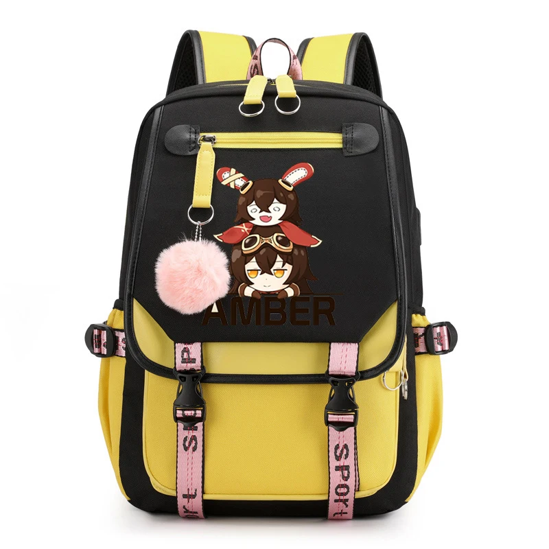 Cartoon Print Genshin Impact Anime torby szkolne moda Anime plecak nastolatki nylonowy wodoodporny plecak Mochila plecak na co dzień