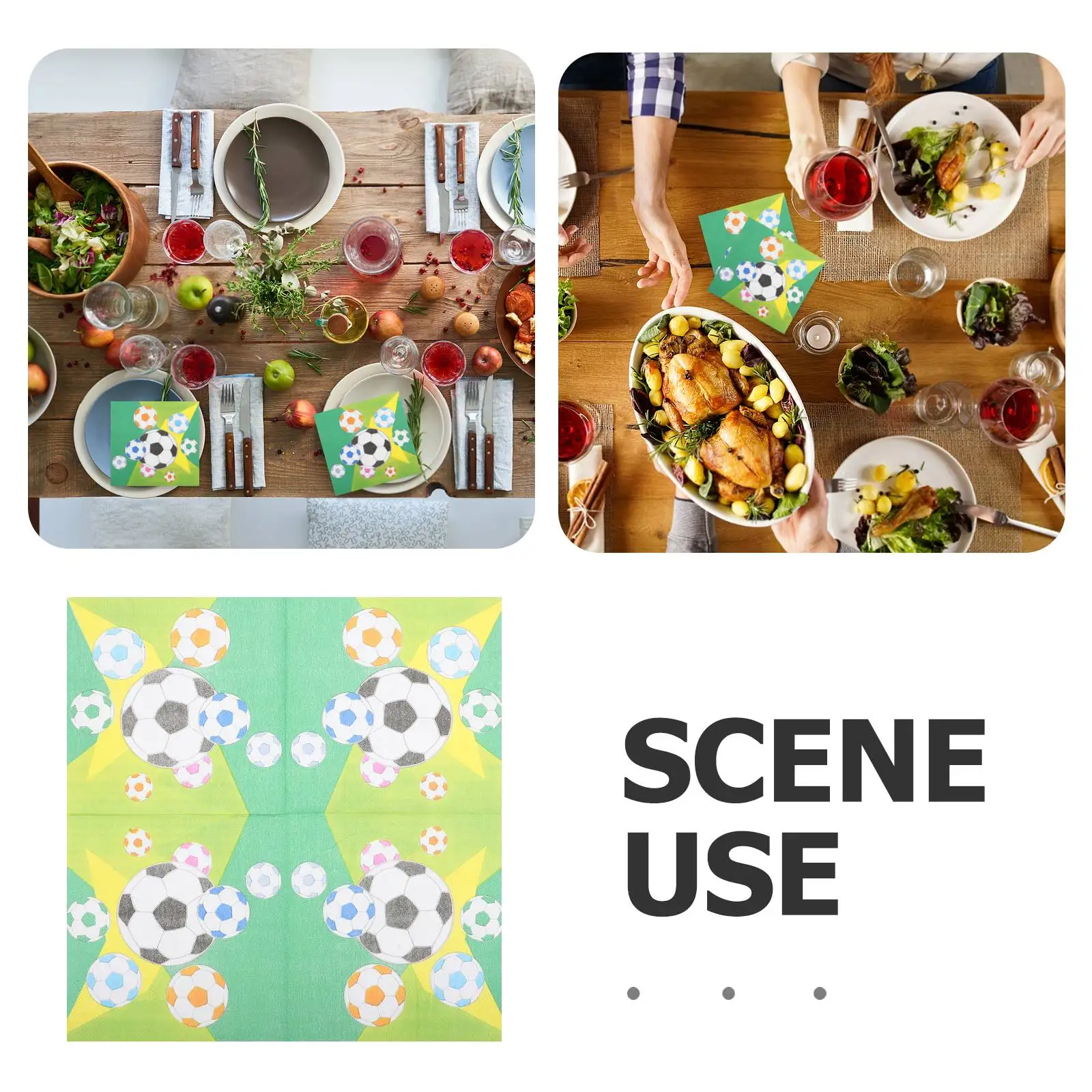 20 Pcs Soccer Birthday Football Printed Napkin Party Placemats Printing Decorations