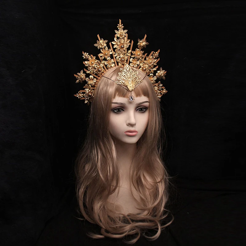 Diy Material Parts Lolita Crown Headpiece Gothic Goddess Angel Devil Feather Wings Mary Baroque Tiaras Headband