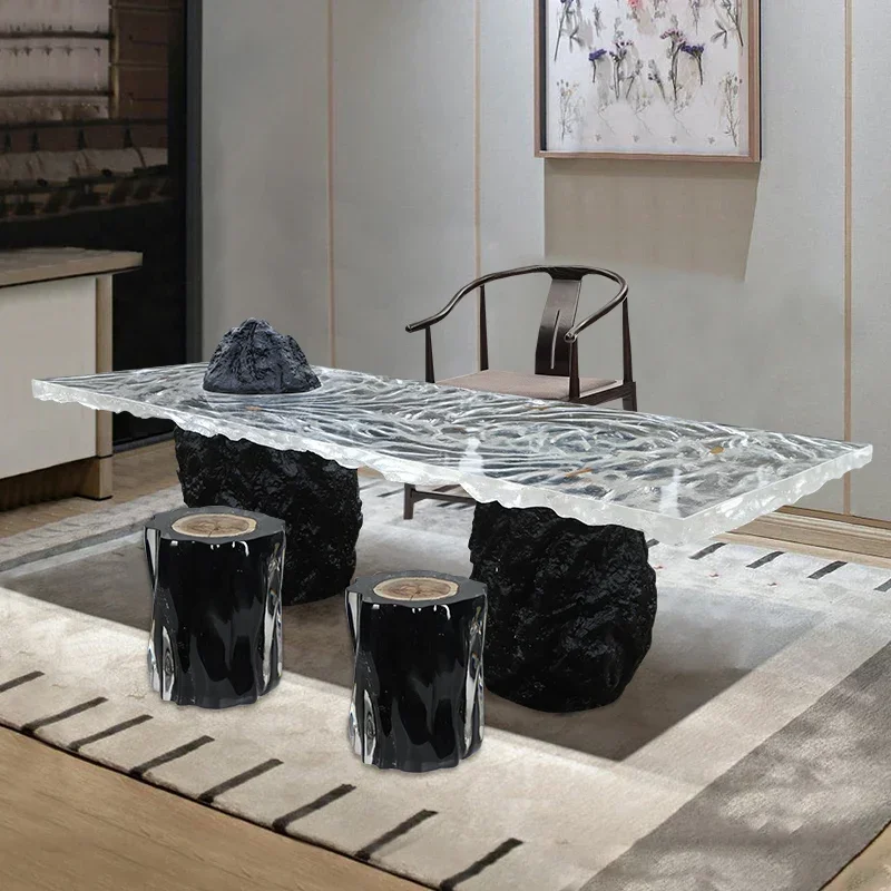 Dining room furniture simple modern glacier crystal table living room home light luxury transparent resin table