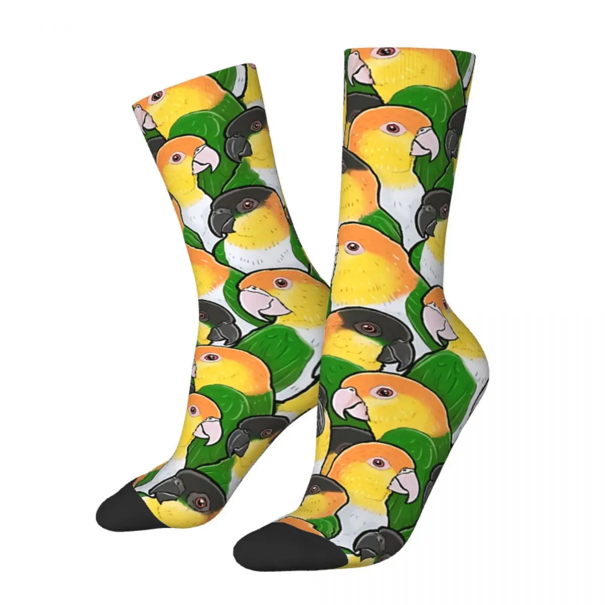 

Funny Crazy Sock for Men Caique Parrots Hip Hop Harajuku Cute Bird Animal Seamless Pattern Printed Boys Crew Sock Novelty Gift