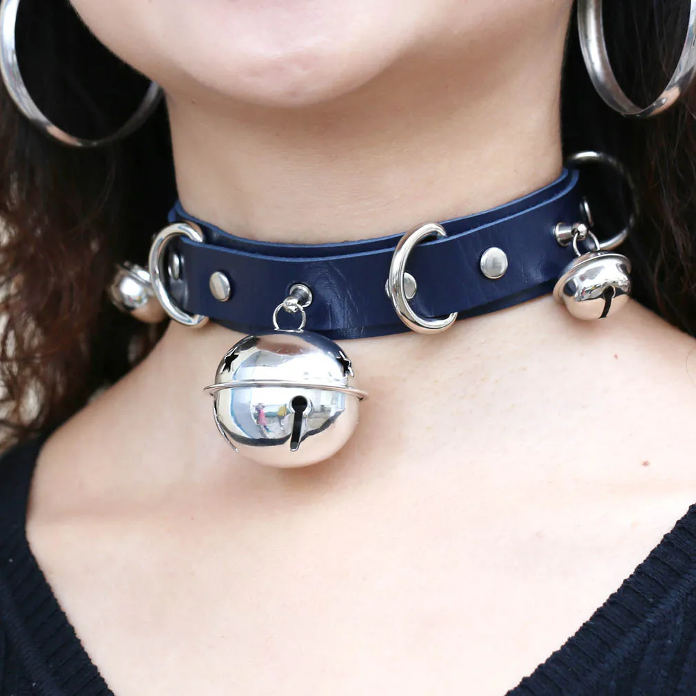 Cosplay Girl Night Bar Bondage Chokers Harajuku Gothic Black Goth Punk Sexy PU Leather Collar Chocker Crash Bell Choker Necklace