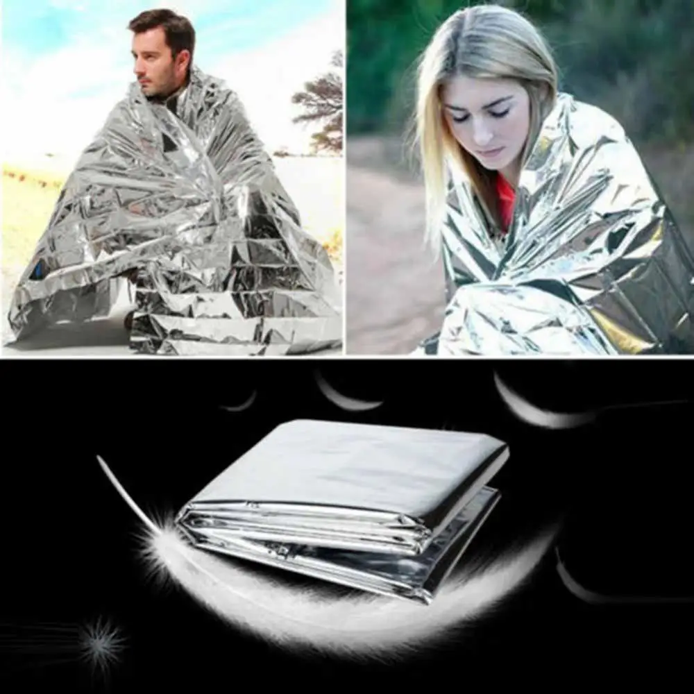 210x130cm Outdoor Emergency Survival 2-Side Thermal Blanket  First Aid Military Rescue Kit Windproof Waterproof Foil Camp Supply