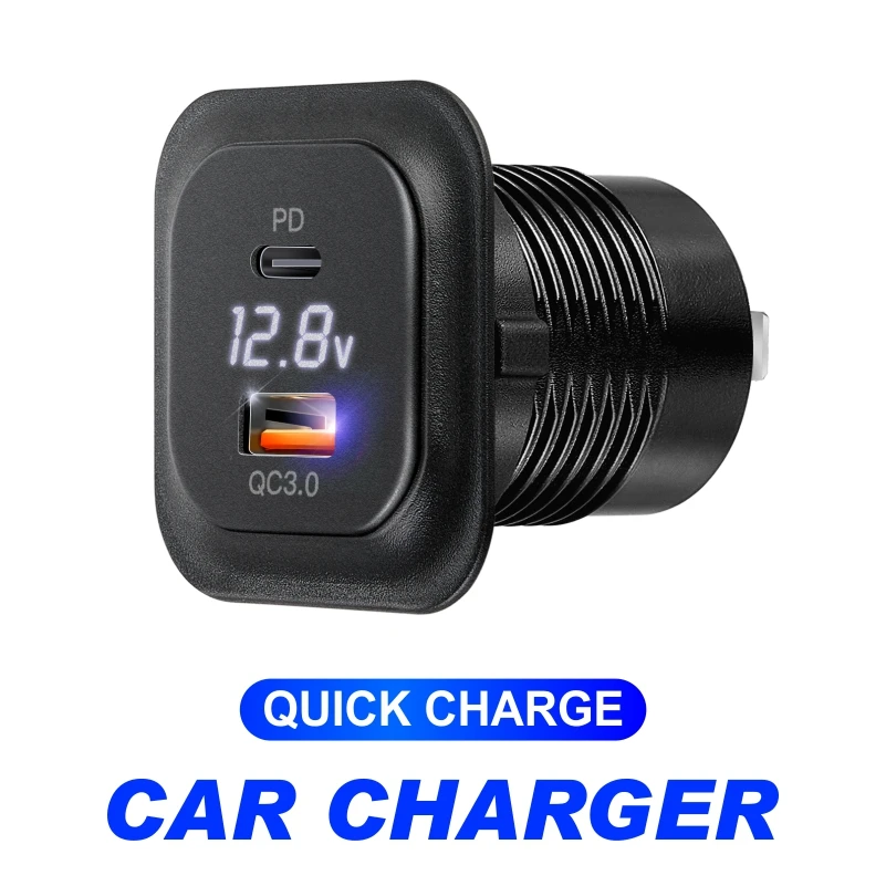 USB Charger Socket Fast Charge Adapter PD Type C and QC3.0 Power Outlet With LED For Car Marine Motorcycle