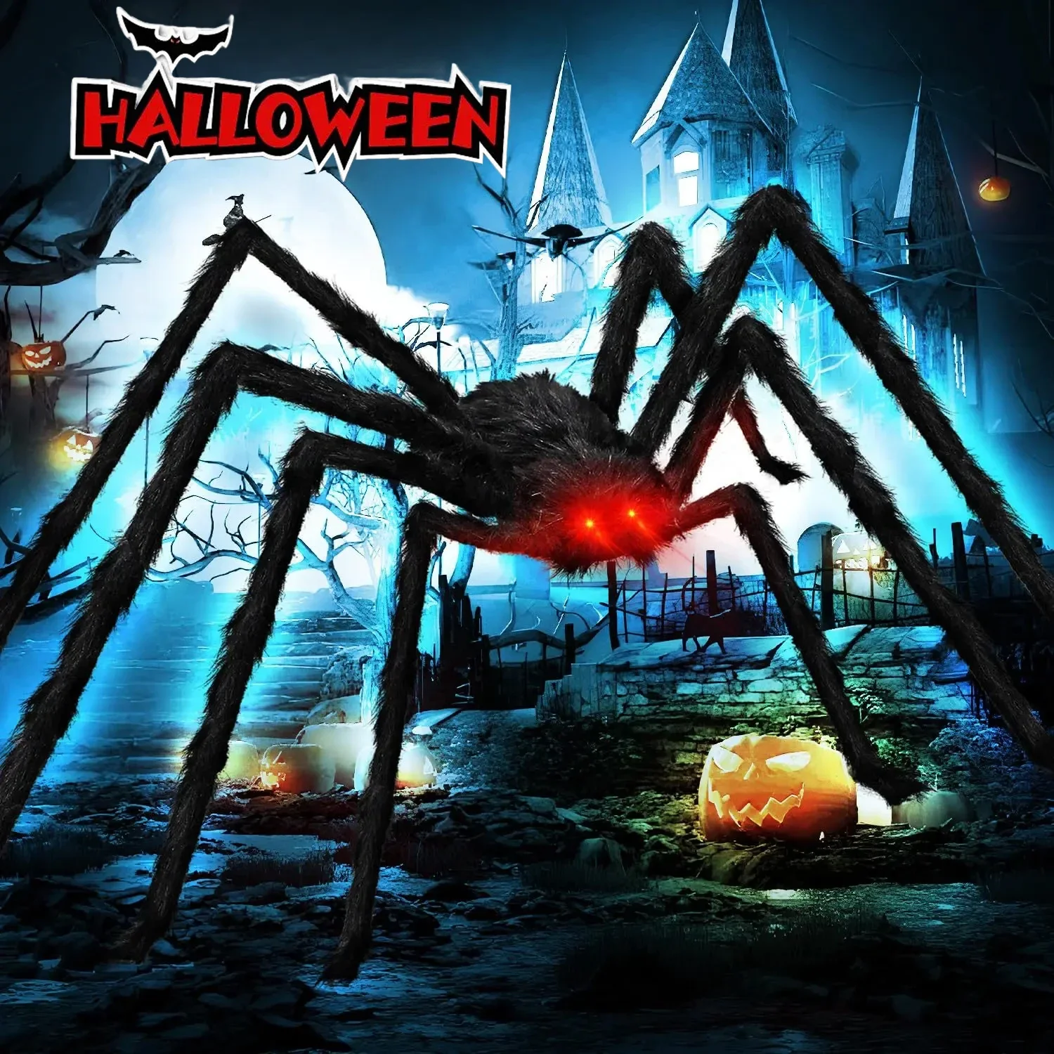 Übergroße Simulation führte beleuchtete Dreieck Auge Spinne Halloween überbackene Spinnennetz Horror Dekoration Party Dekoration Requisiten