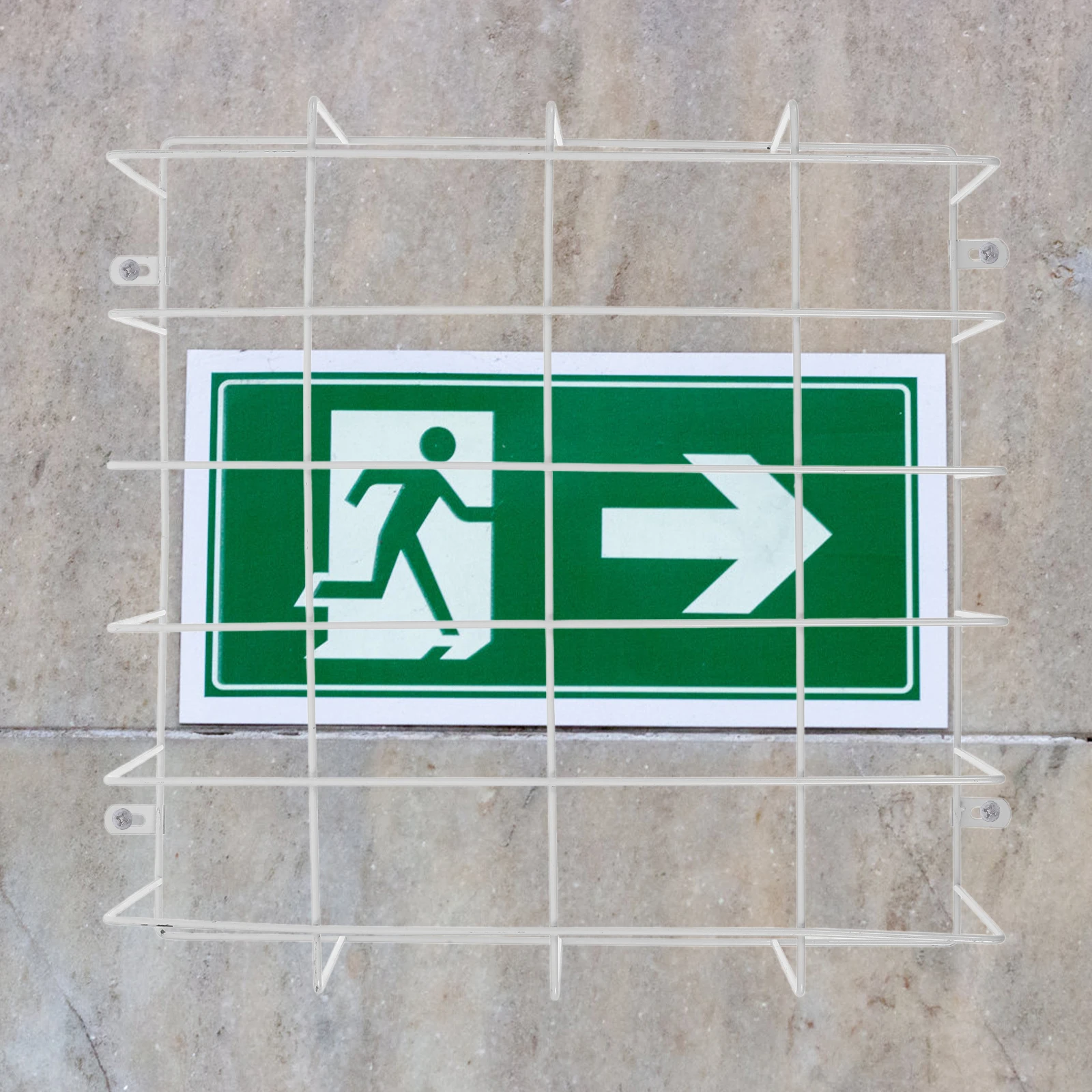 

Stainless Steel Protective Cover for Emergency Exit Light White Wall Mounted Easy Installation Antivandalism Exit Sign