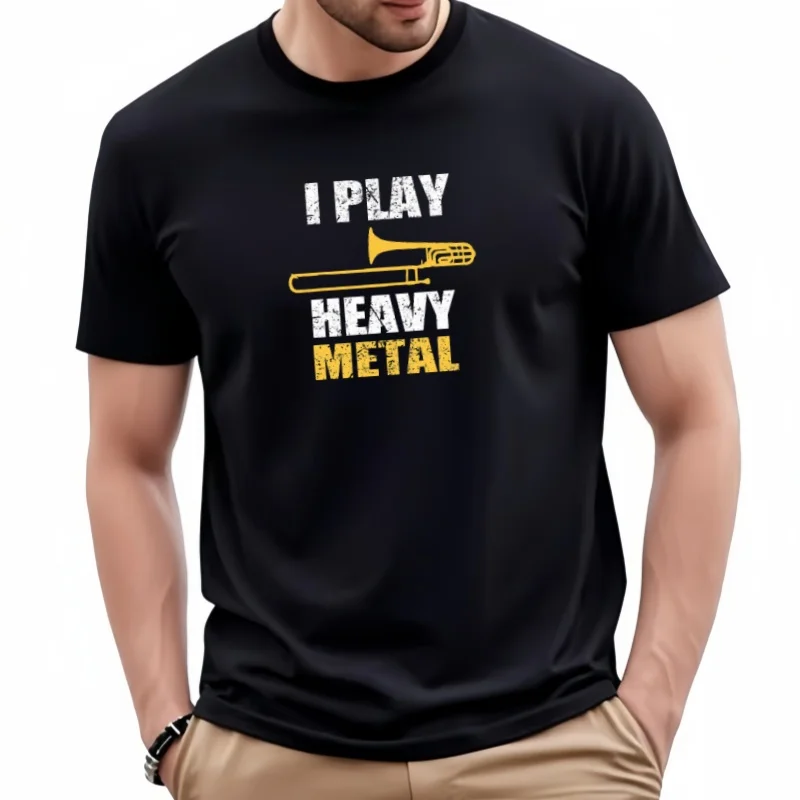 

Футболка I Heavy Metal, подарок для любителя тромбона, забавные мужские рубашки в стиле ретро, высокое качество, 100% хлопок