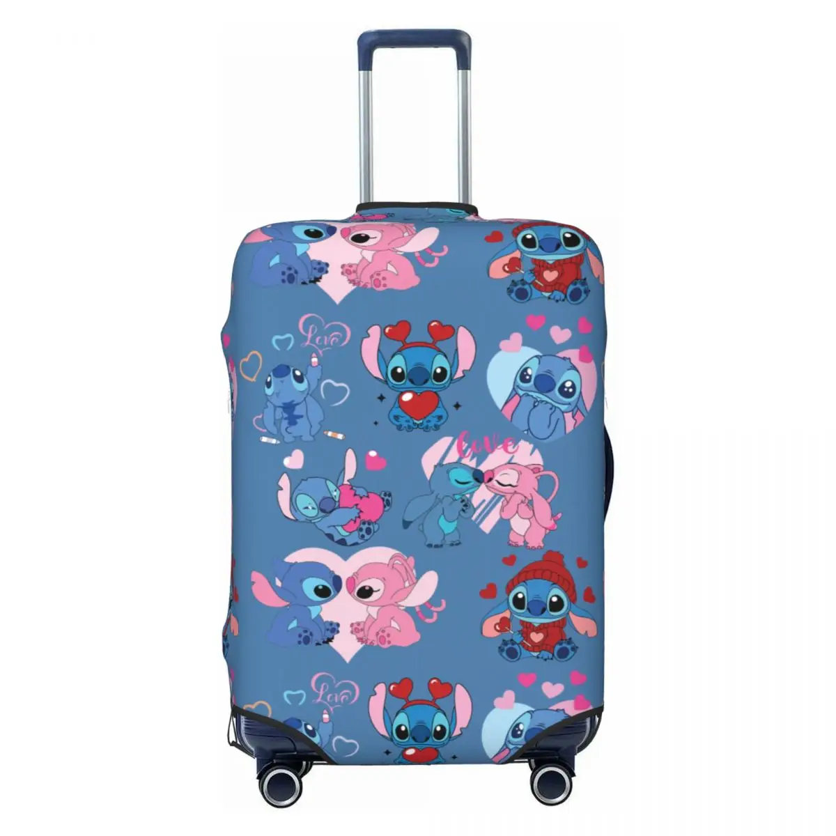 

Stitch Angel Love Travel Luggage Cover Elastic Animated Suitcase Cover Protector Fit 18-32 Inch